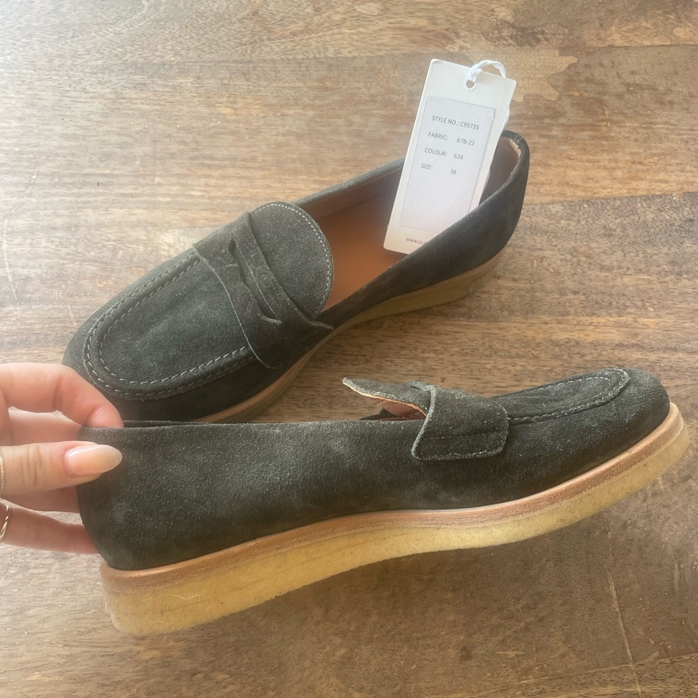 Olive Suede Loafers - Picture 2 of 8
